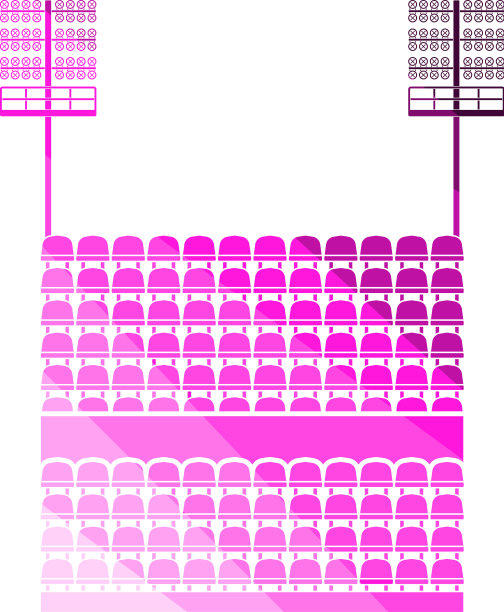 体育场论坛与座位和轻型桅杆图标图片下载