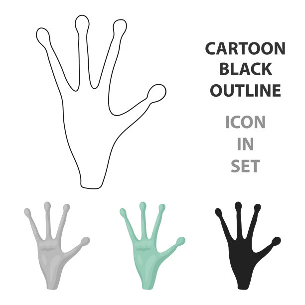 手图标在卡通风格孤立的白色图片下载