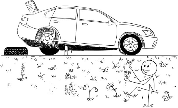 一个人修理破车的漫画图片下载