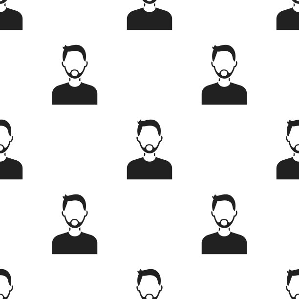 男人与胡子图标黑色单身阿凡达人图片下载