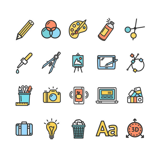 图形设计标志颜色细线图标集图片下载