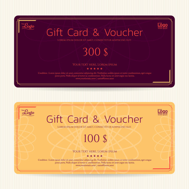 精美礼品卡或礼品券模板图片下载