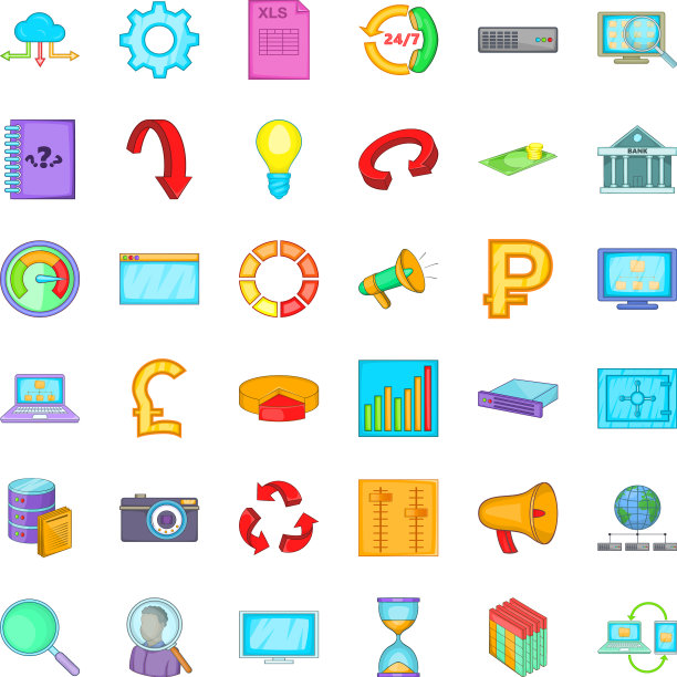 营销图标集卡通风格图片下载