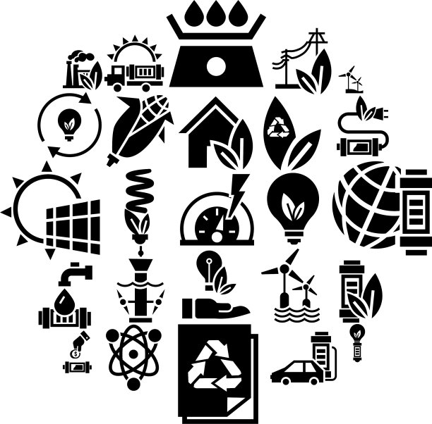 节能图标设置简洁风格图片下载