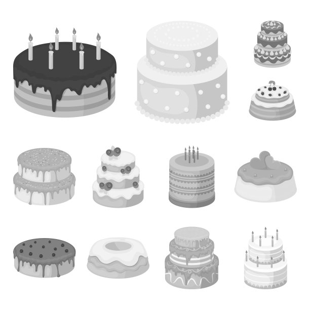 蛋糕和甜点单色图标设置图片下载