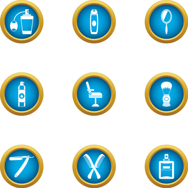 美发师图标设置扁平风格图片下载