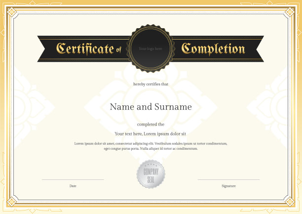 证书完成模板应用泰国艺术图片下载