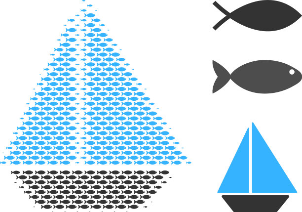 鱼半色调游艇拼贴图片下载