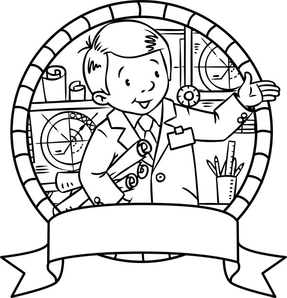 有趣的工程师或发明家徽章图片下载