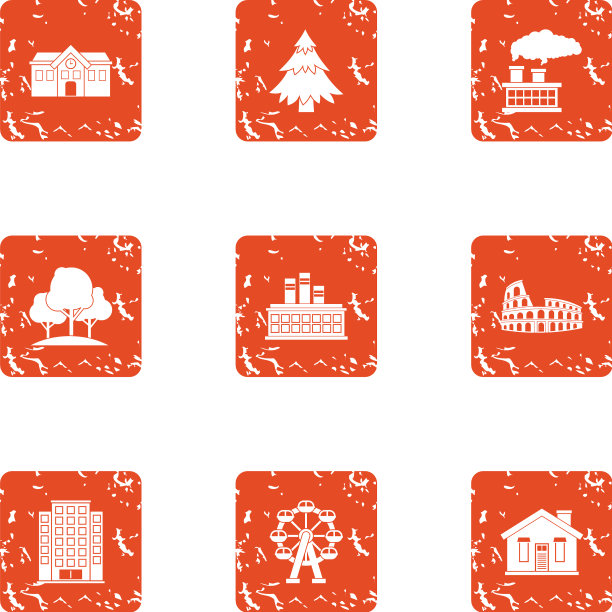 木头燃烧图标设置垃圾摇滚风格图片下载