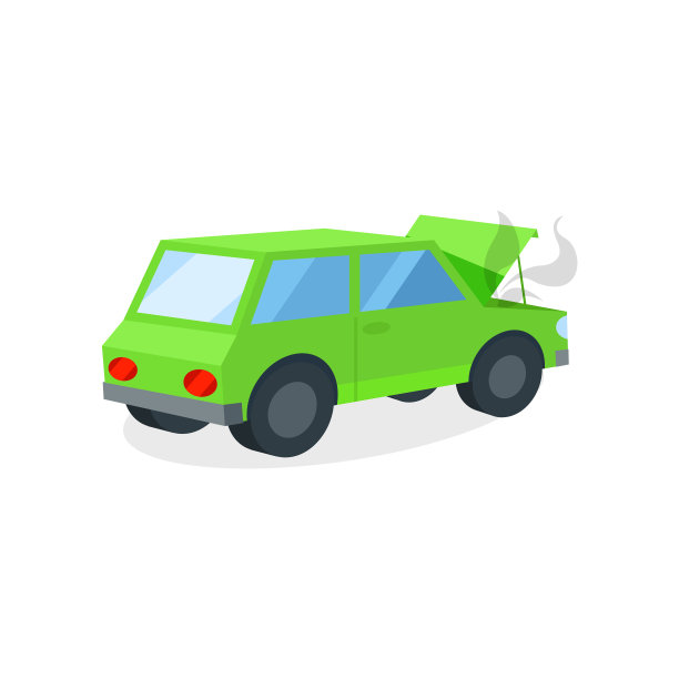 坏了的汽车与打开的引擎盖烟雾从故障图片下载