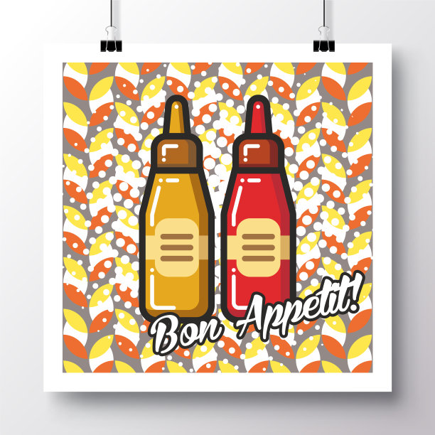 食物图标海报上的复古模式图片下载