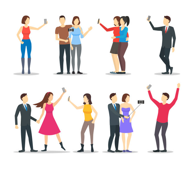 卡通人物的自拍概念图片下载