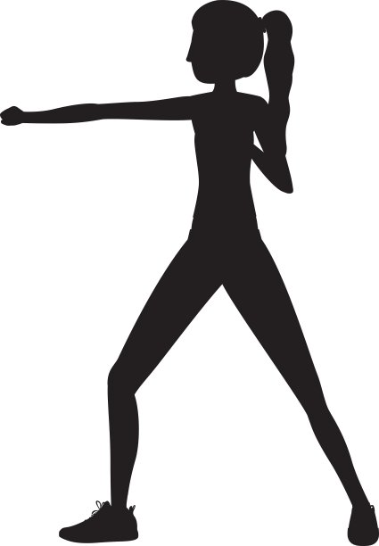剪影女子武术站立拳图片下载