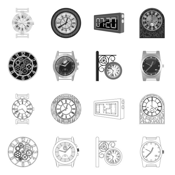 时钟和时间符号集图片下载