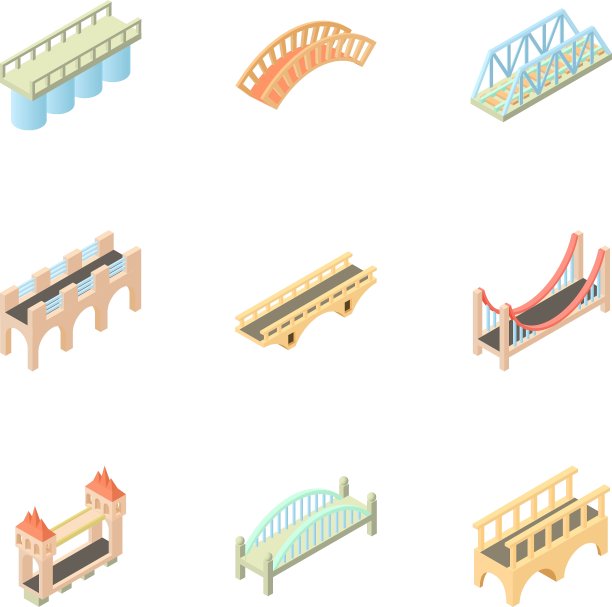 桥牌图标设置卡通风格图片下载