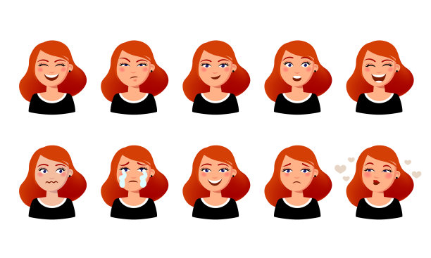 女人的面部表情可爱的女孩与各种各样图片下载