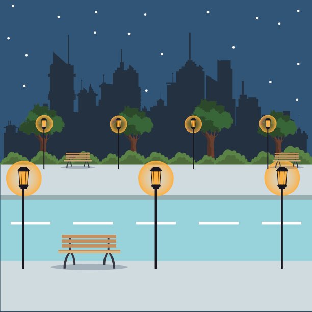 景观夜晚城市街道公园布伦奇图片下载