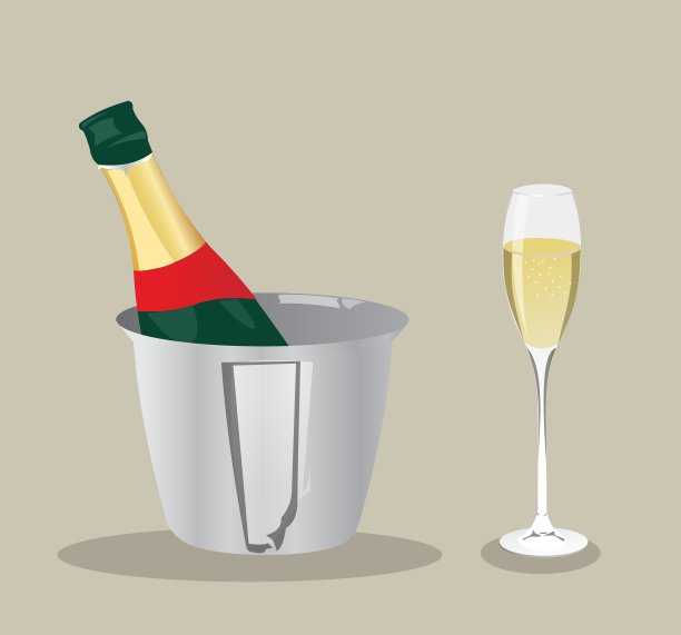 香槟瓶和玻璃杯图片下载