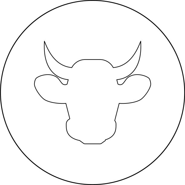 圆形黑色奶牛头图标图片下载