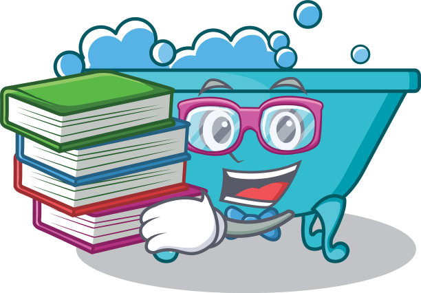 学生以书浴缸人物卡通风格图片下载