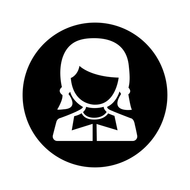 儿童头像图标，女学生，黑色图片下载