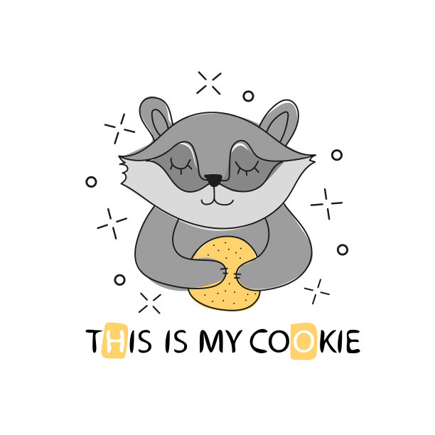 可爱的小浣熊和薯片饼干很适合孩子图片下载