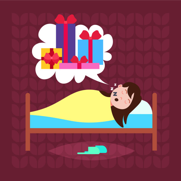 女人睡在噩梦泡泡糖的礼盒里图片下载