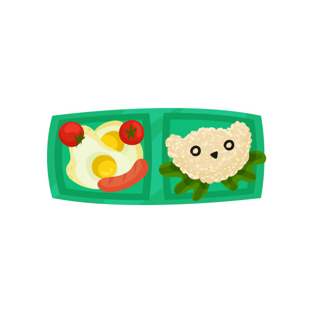 绿色午餐盒，煎蛋，西红柿和图片下载