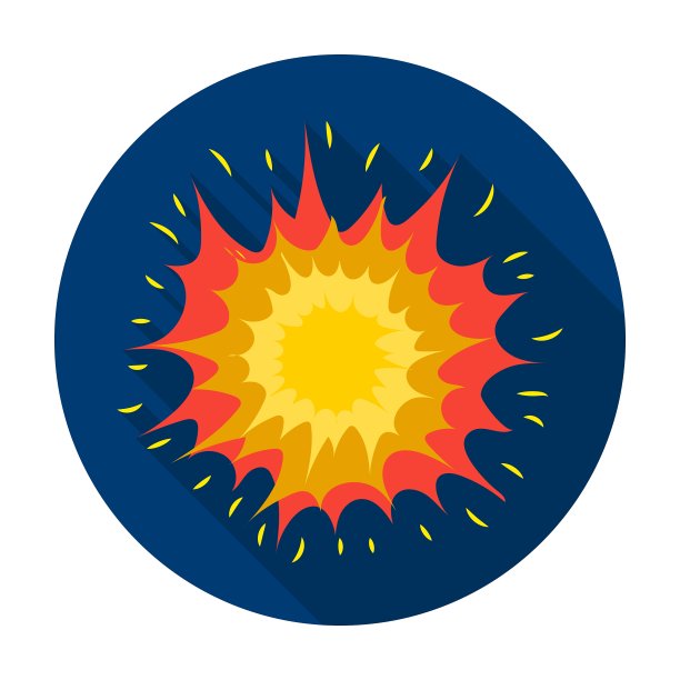 爆炸图标在平面风格孤立的白色图片下载