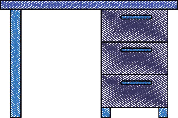 彩色蜡笔条纹剪影木制办公室图片下载