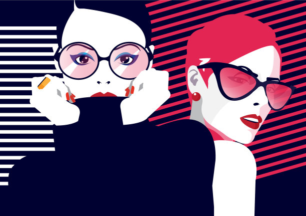 时尚和时尚女性在风格波普艺术图片下载