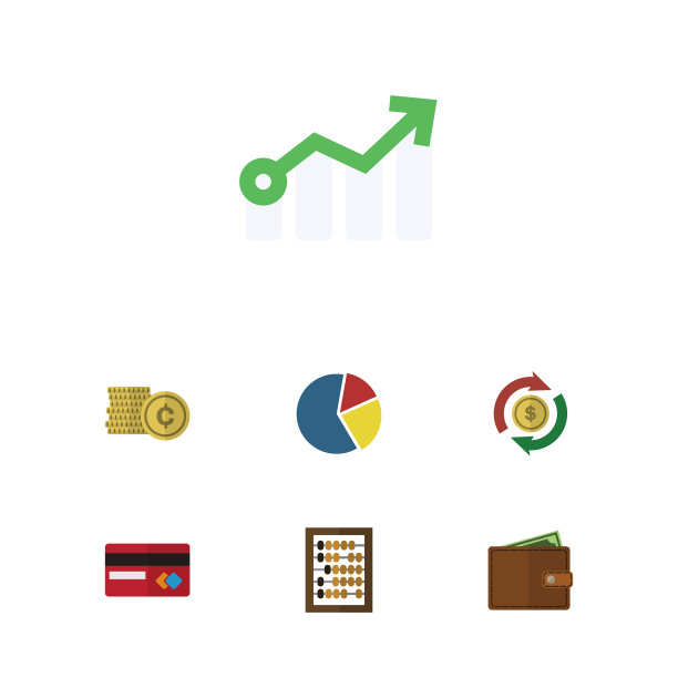 Flat icon finance set of growth互换现金图片下载