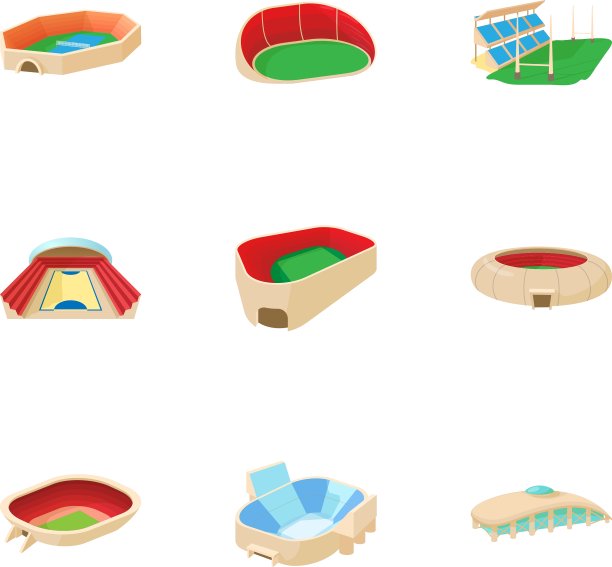 体育场馆图标设置卡通风格图片下载