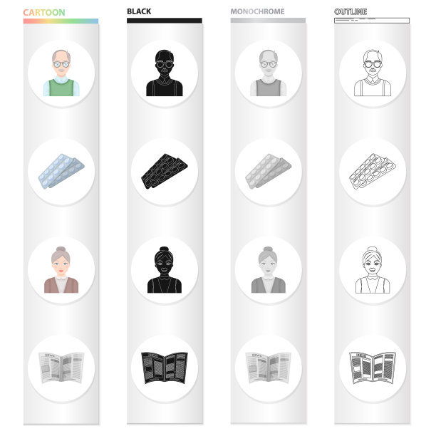 人类老年卡通图标的集合图片下载