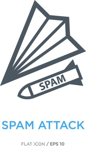垃圾邮件攻击线平坦图标图片下载