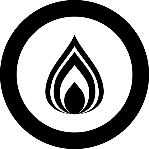 圆形黑色火焰图标图片下载