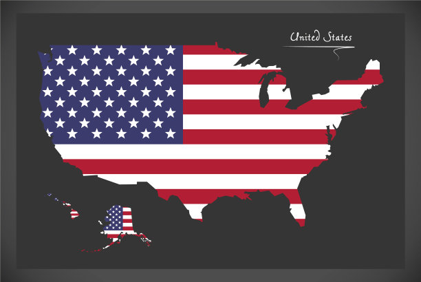 美国地图与美国国旗illuu图片下载
