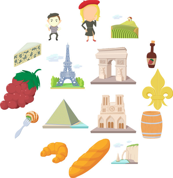 法国旅游偶像设定卡通风格图片下载