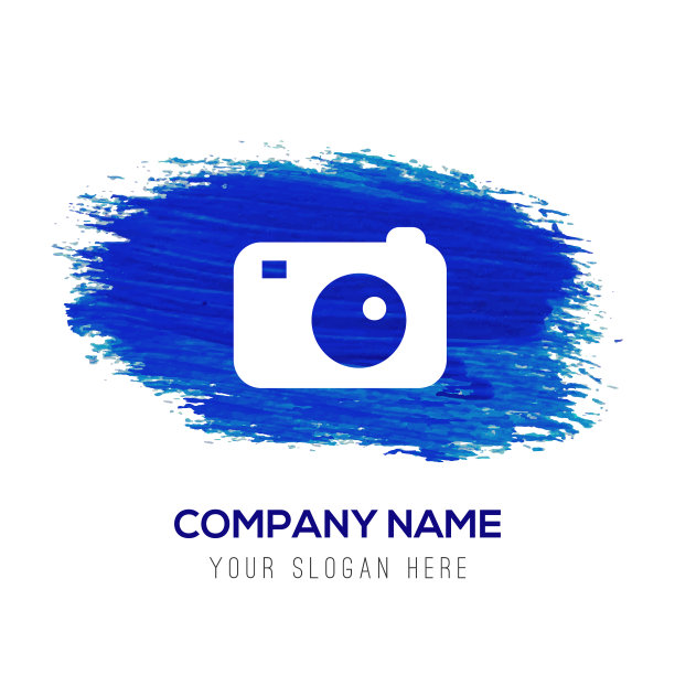 照片相机图标-蓝色水彩背景图片下载