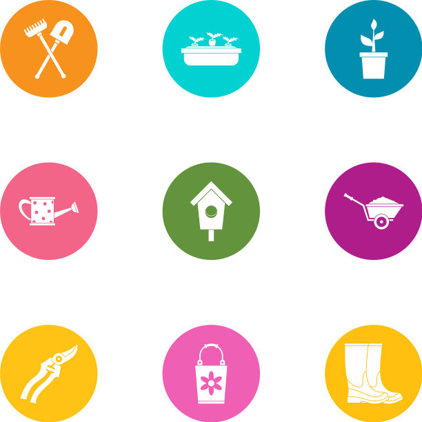 郊区的地方图标设置平面风格图片下载