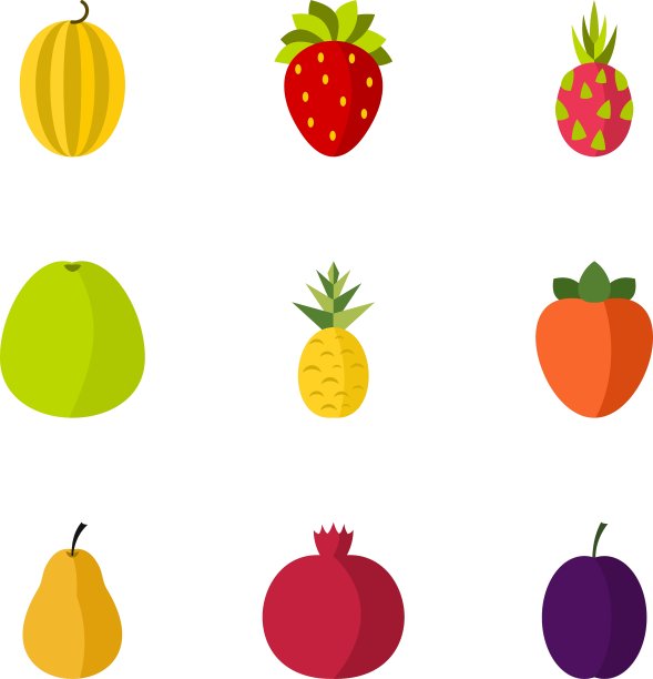 果园水果图标设置扁平风格图片下载