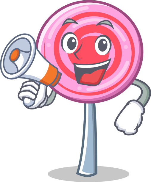 配有扩音器的可爱棒棒糖卡通人物图片下载