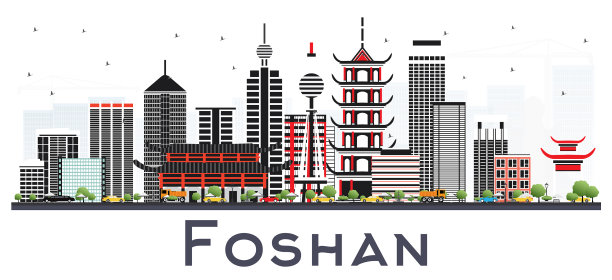 中国佛山城市天际线与灰色的建筑图片下载