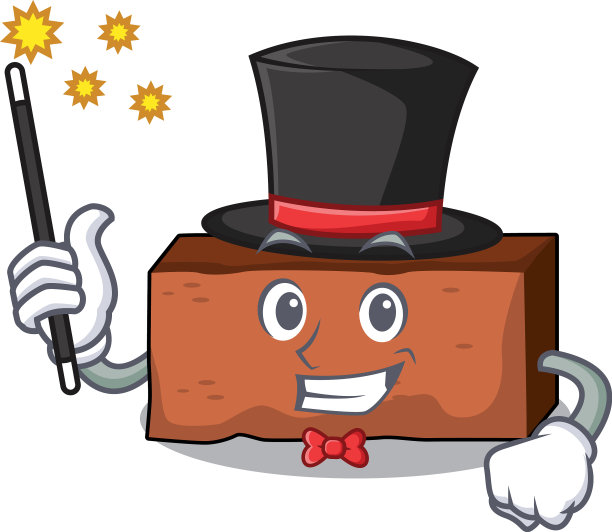 魔术师砖吉祥物卡通风格图片下载