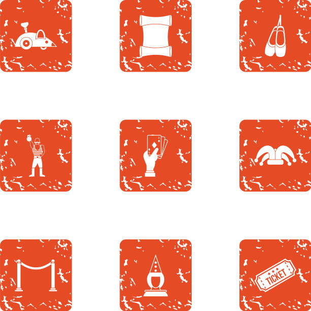 旅行票图标设置垃圾摇滚风格图片下载