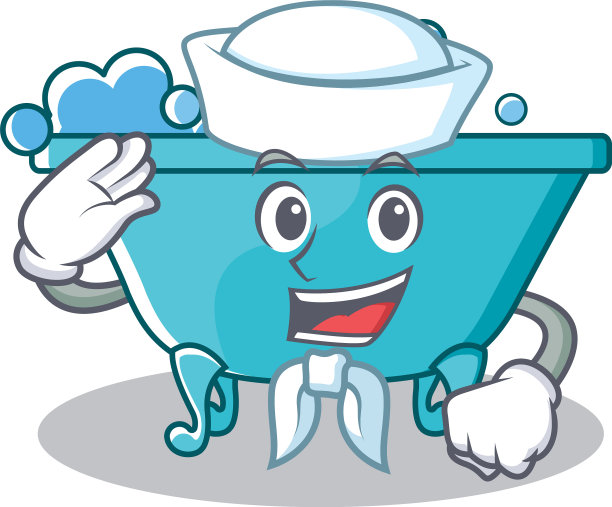 水手浴缸人物卡通风格图片下载