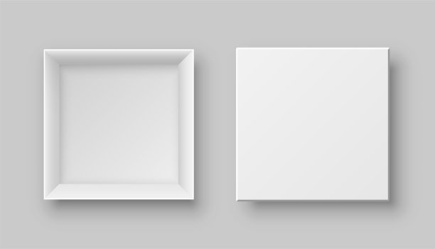 现实盒两视图孤立在灰色背景图片下载