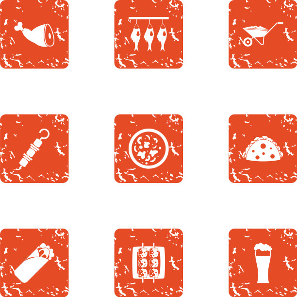 野兽图标设置垃圾摇滚风格图片下载