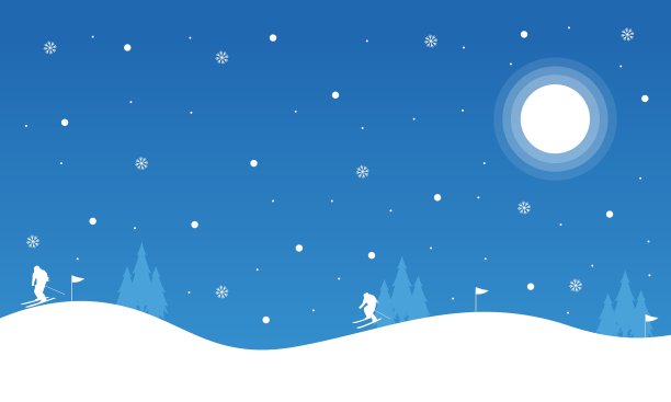 圣诞之夜人们滑雪图片下载